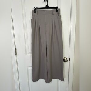 Halara Pants Womens Small Petite Gray Flex High Waisted Waffle Pleated Wide Leg